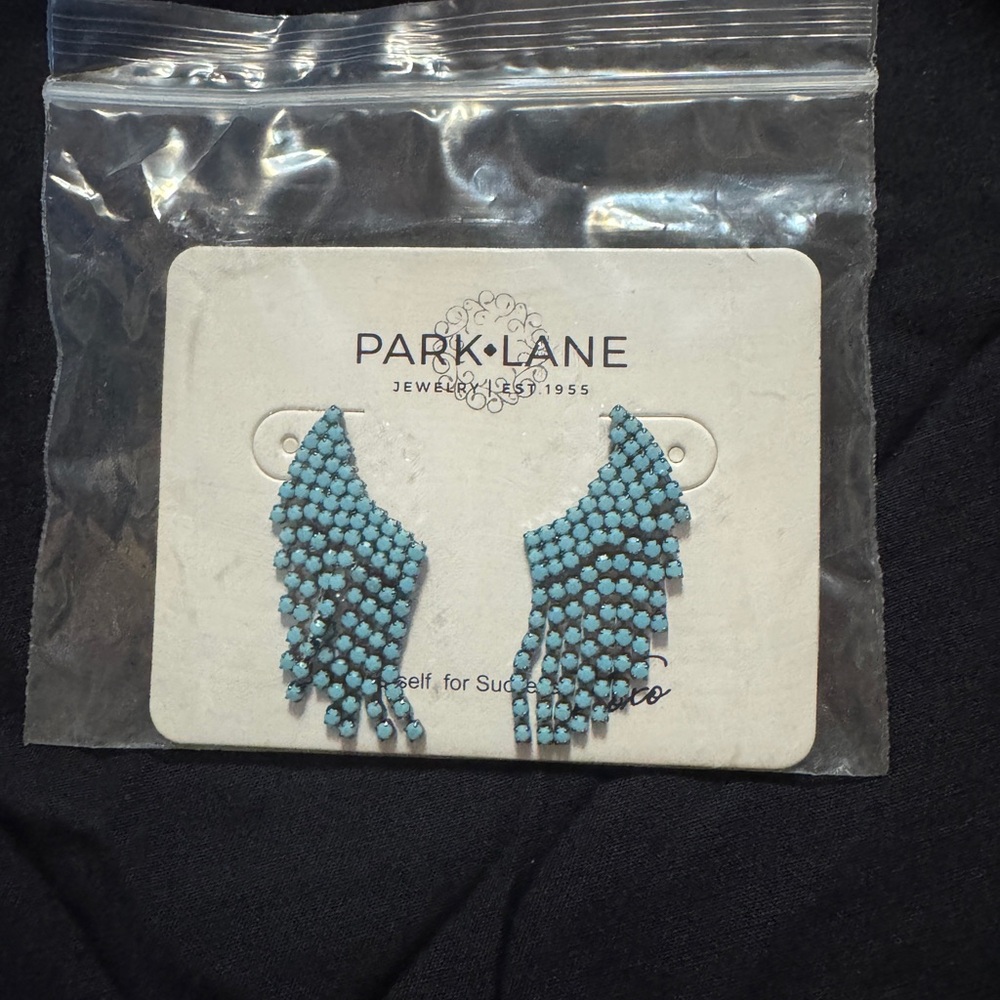 Park Lane turquoise Blue Geometric Drop pierces Earrings, “Victorian”
